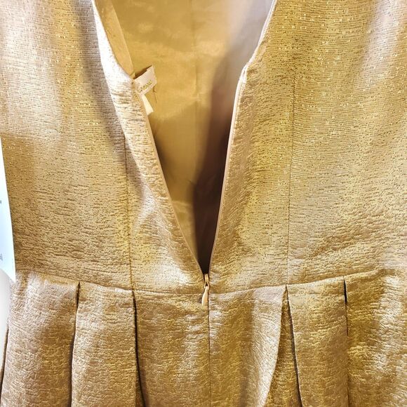 Shoshanna Gold Metallic Brocade Dress Jeweled Collar Woman's Sz 0 The RealReal - Picture 8 of 16